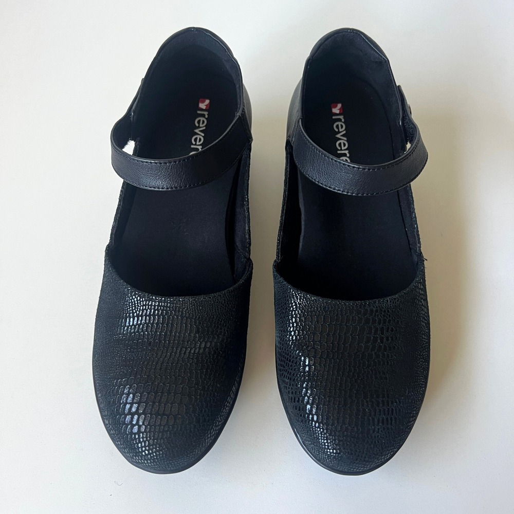 Revere Osaka Black Leather Mary Jane Comfort Shoes Womens 7W